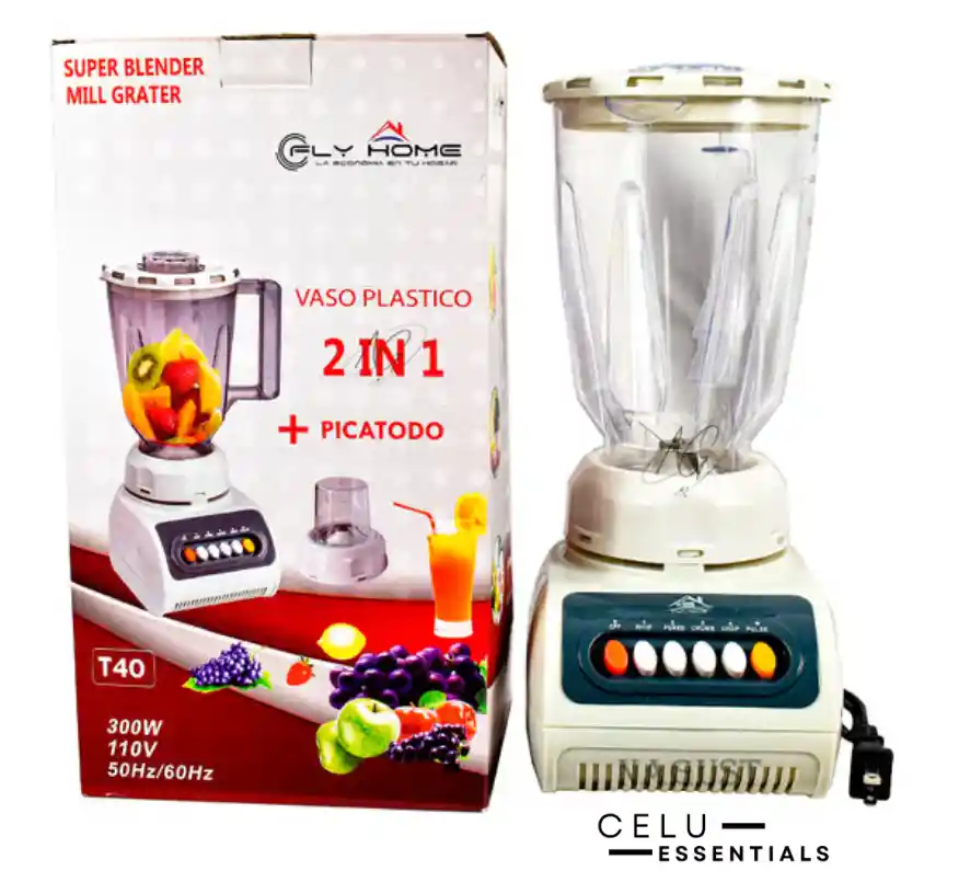 Licuadora Vaso Plástico 1.5 Litros Fly Home T40 + Picador