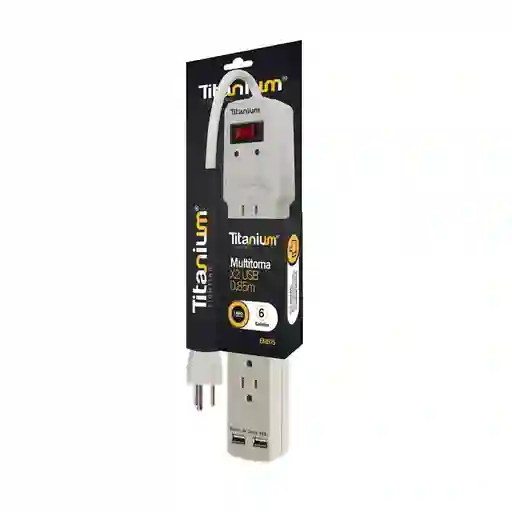 Multitoma X2usb + 6 Salidas Con Proteccion Tipo Americana Eme05