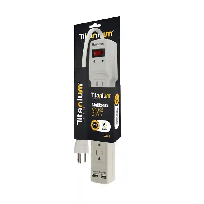 Multitoma X2usb + 6 Salidas Con Proteccion Tipo Americana Eme05