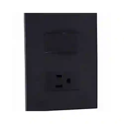Toma + Interruptor Mercury Negro Mate Eti164