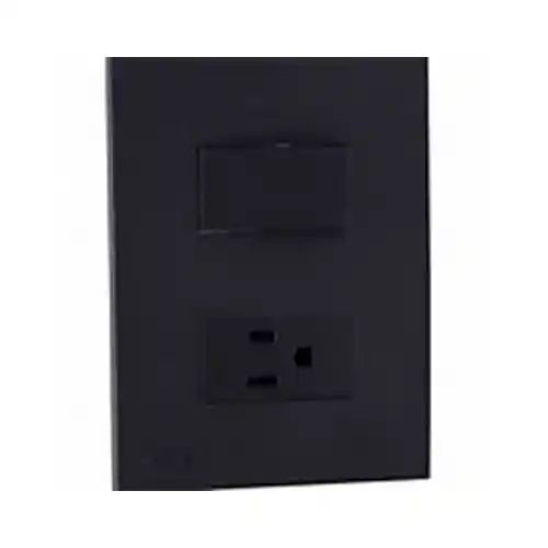 Toma + Interruptor Mercury Negro Mate Eti164
