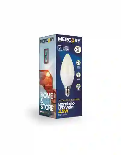 Bombillo Led Tipo Vela E14 5w 3000k 120v Luz Cálida Mercury Ibl16