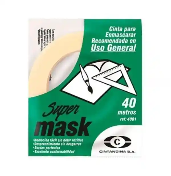 Cinta Enmascarar 3/4 X 40 Mts Super Mask Andina 4001