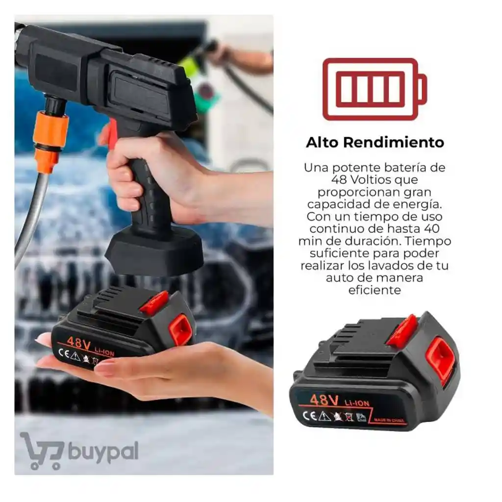 Hidrolavadora Inalámbrica 48v Doble Batería - Ideal Para Carro Y Moto