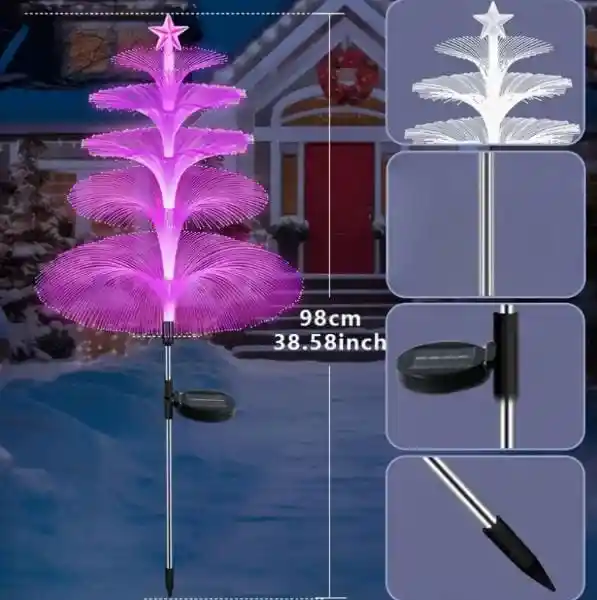 Lámpara De Arbol Solar 7 Colores, Decoración Jardín, Carga Solar