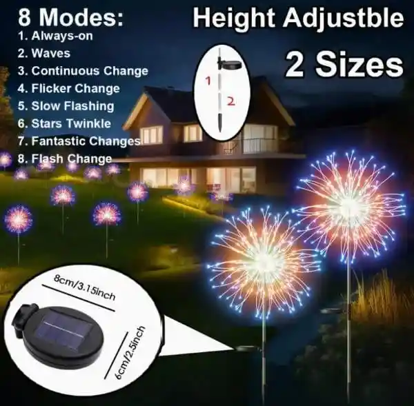 Luces De Fuegos Artificiales Solares X 2