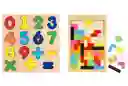 Set X 2 Juegos De Madera Tangram Números Puzzle Montessori Didácticos Tetris
