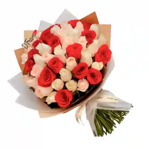 Bouquet De Rosas Rojas Y Blancas