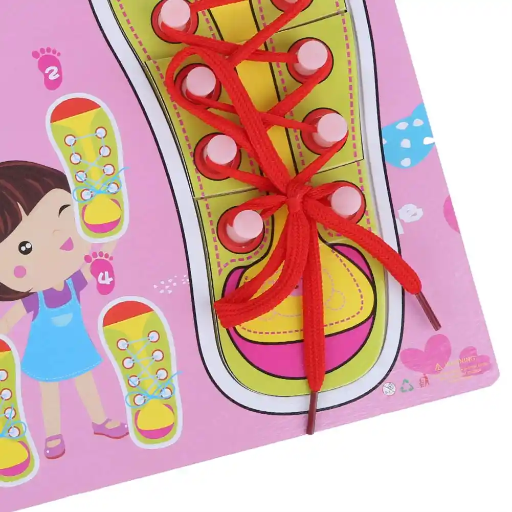 Juego Para Aprender A Amarrar Cordones En Madera Para Niños