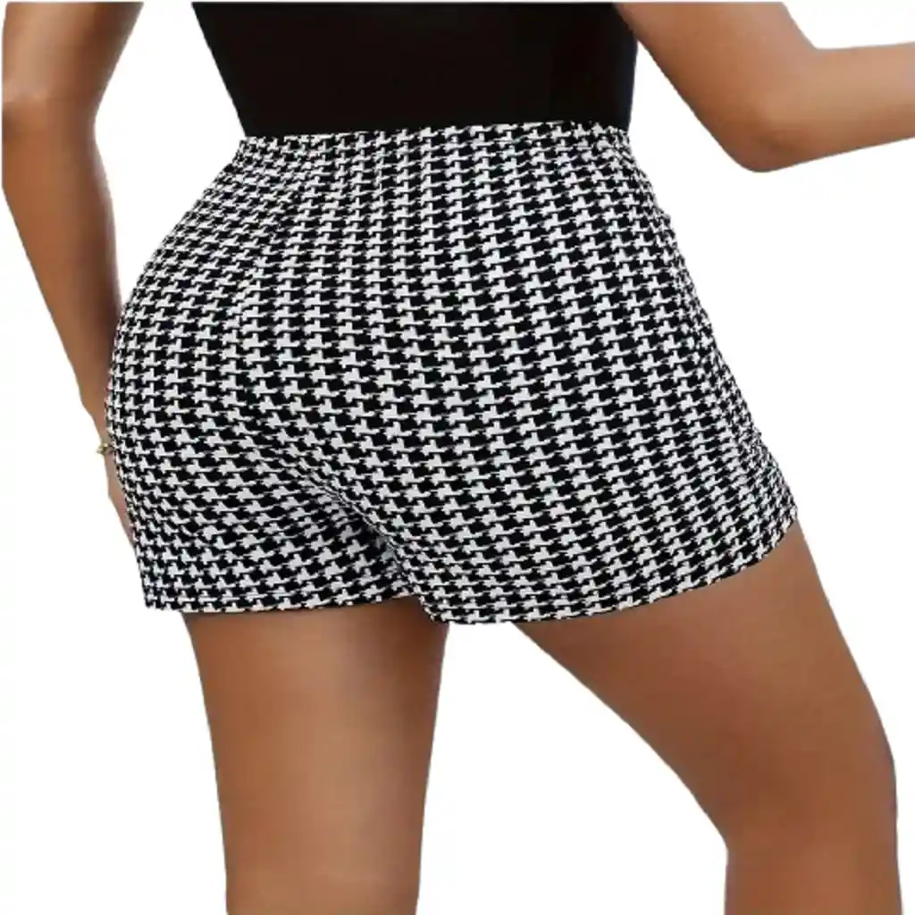 Shorts Cortos Color Negro Con Blanco Talla S
