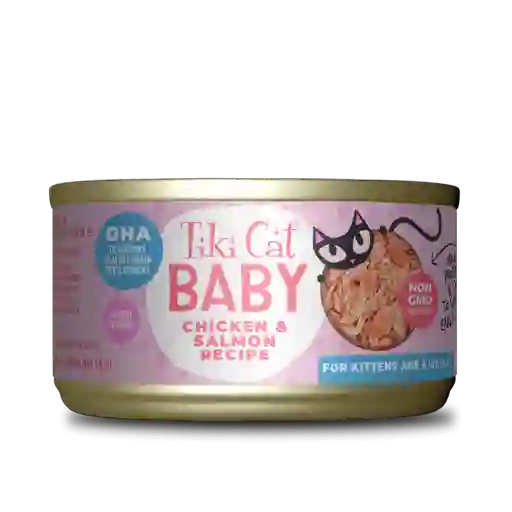 Tiki Cat Baby Pollo Y Salmón Lata 80g Gato