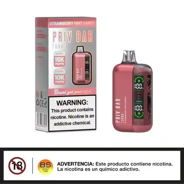 Vape Strawberry Mint Candy Priv Bar Turbo 10000 Puffs