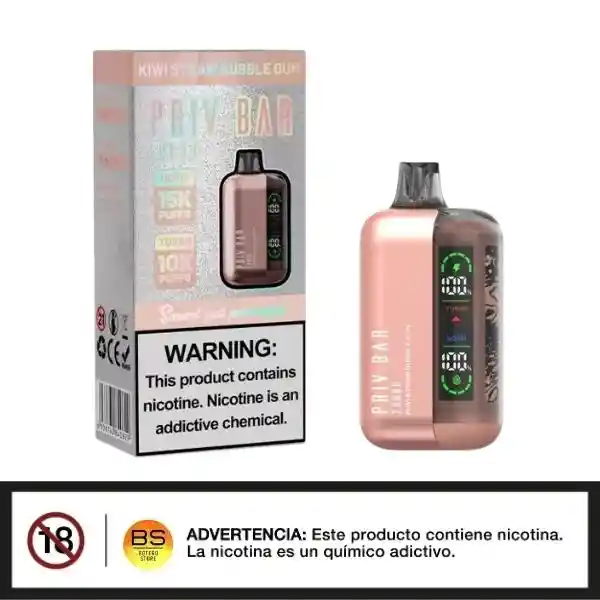 Vape Kiwi Straw Bubble Gum Priv Bar Turbo 10000 Puffs
