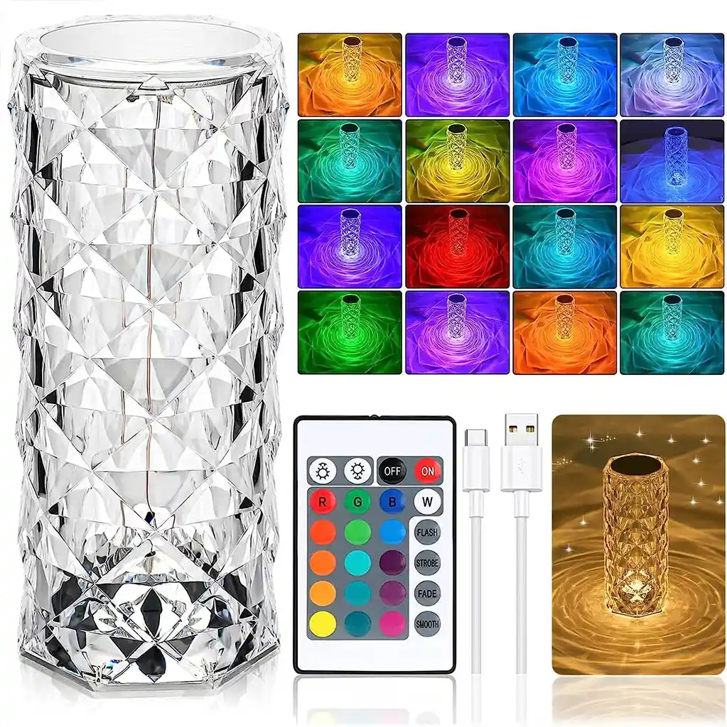 Lámpara De Mesa Led Efecto Diamante Iluminación Decorativa Y Elegante