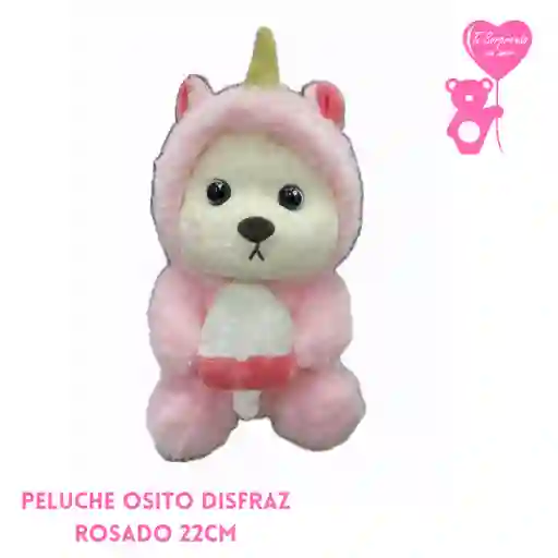 Peluche Osito Disfraz Rosado 22cm