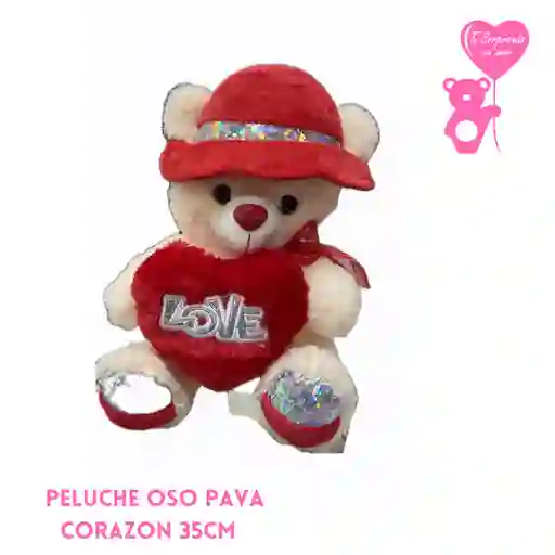 Peluche Oso Pava Corazon 35cm