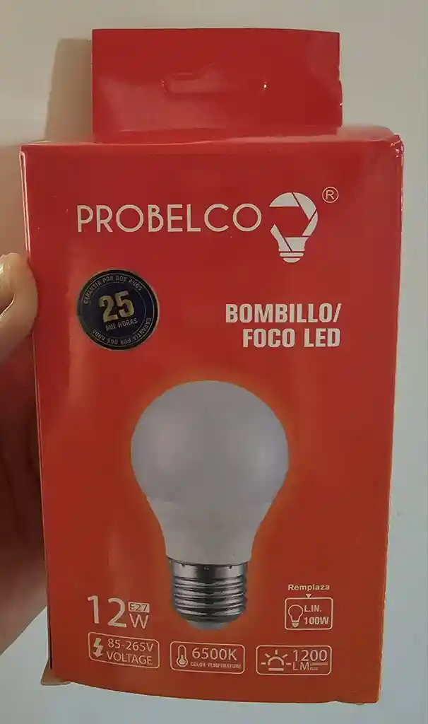 Bombillo Foco Led Ahorrador De Energia A+ 12w Voltaje 85-265v 50/60hz Lux 1200lm Cct 6500k Probelco