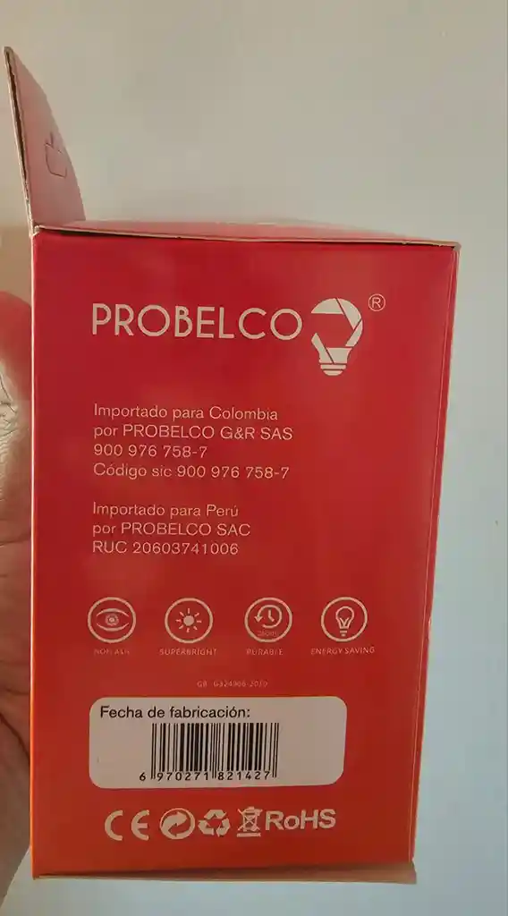 Bombillo Foco Led Ahorrador De Energia A+ 12w Voltaje 85-265v 50/60hz Lux 1200lm Cct 6500k Probelco