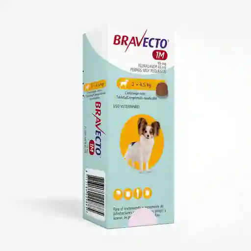 Bravecto 45mg De 1 Mes Para Perro De 2 A 4.5 Kg