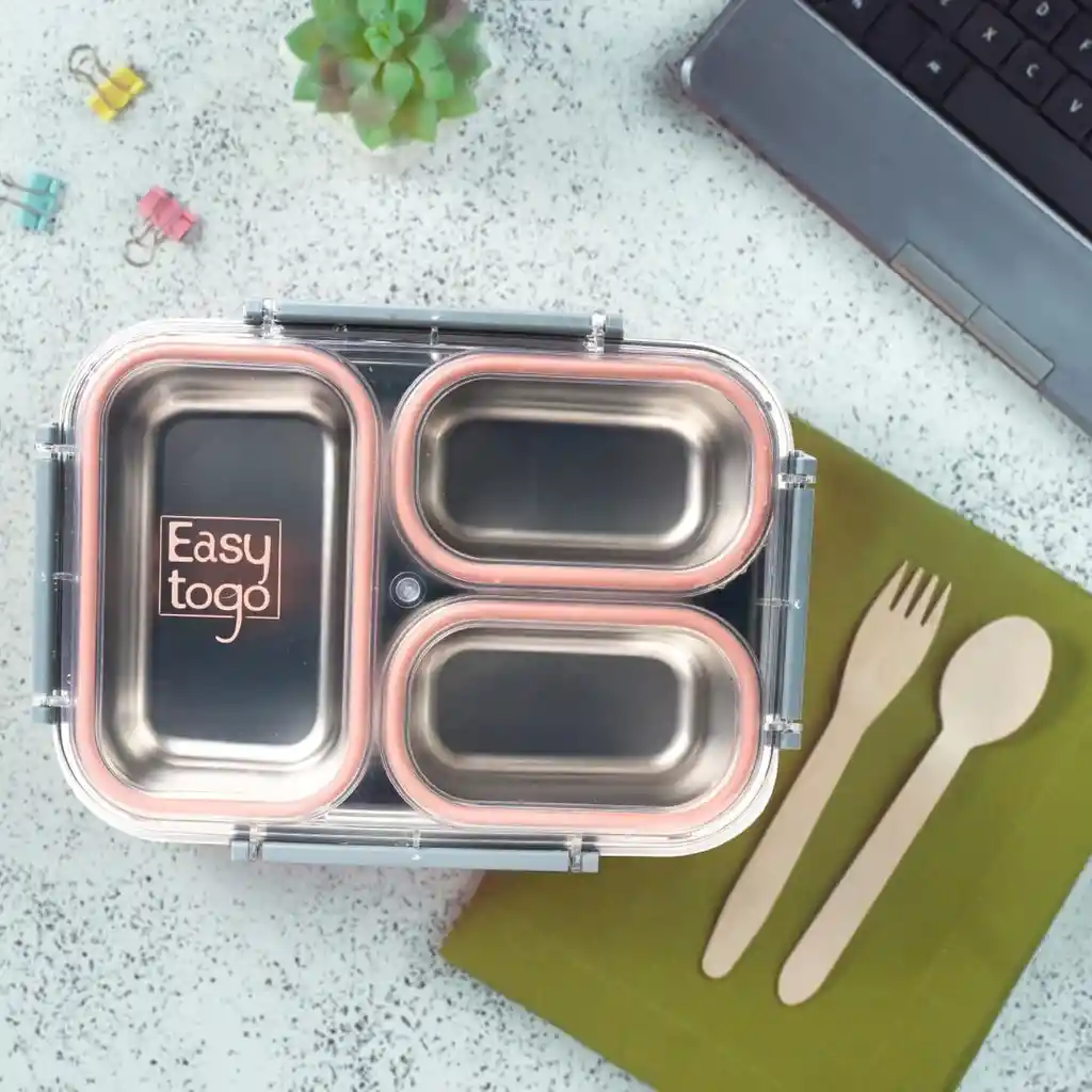 Lonchera Hermética 3 Compartimentos, Ideal Para Alimentos Frescos