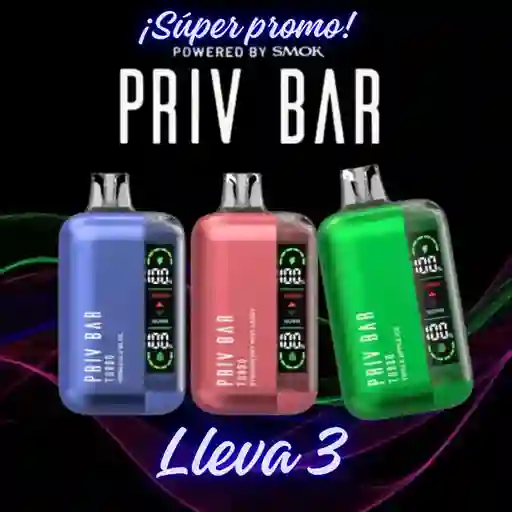 3 Vapes Priv Bar Turbo - Promoción - 15000 Puff C/u - 5% Nicotina