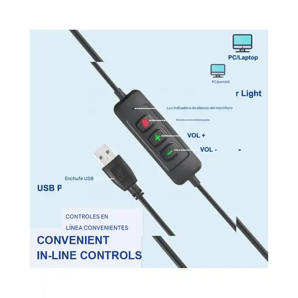 Auriculares Call Center Con Conexión 3.5 Mm + Usb + Tipo C