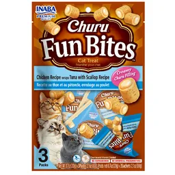 Churu Snack Para Gato Fun Bites De Pollo Con Atún Y Vieira Inaba 3 Packs X 20 Gr