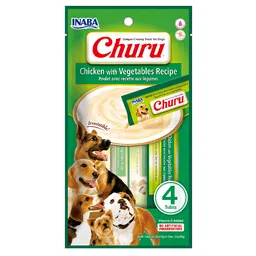 Churu Snack Para Perro Pollo Con Vegetales Inaba 4 Tubos X 14 Gr