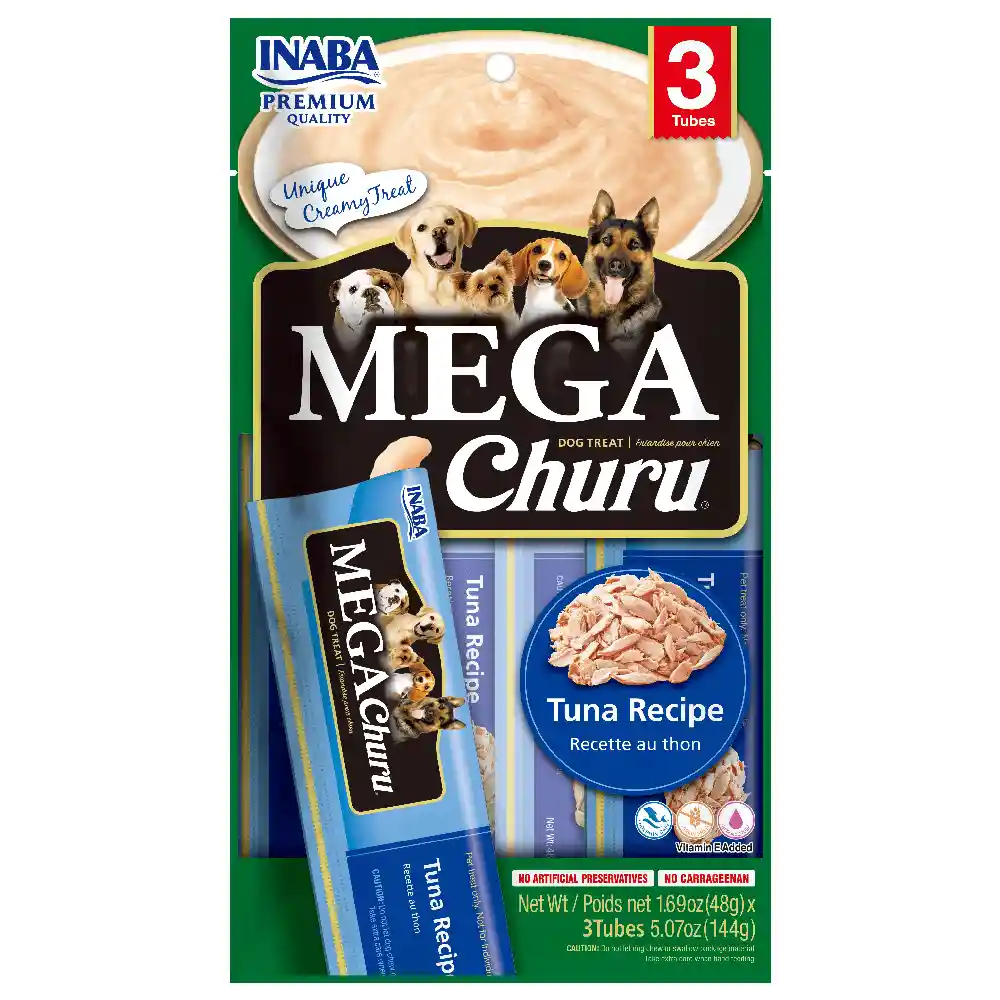 Mega Churu Snack Para Perro Atún Inaba 3 Tubos X 48 Gr