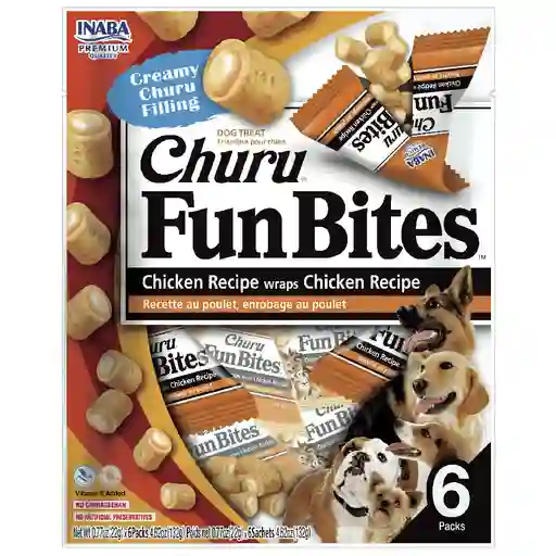 Churu Fun Bites Snack Para Perro Pollo Relleno De Pollo Inaba 6 Pouch X 22 Gr