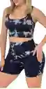 Conjunto Top + Short Manchas Tye Dye, Talla Unica, Short Efecto Push Up