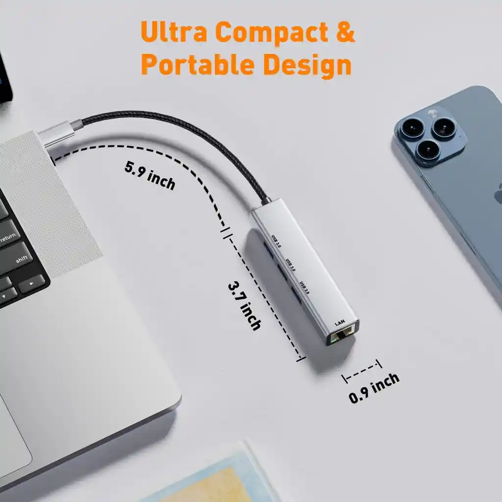 Adaptador Ethernet Usb Rj45 Lan Hub Alta Velocidad
