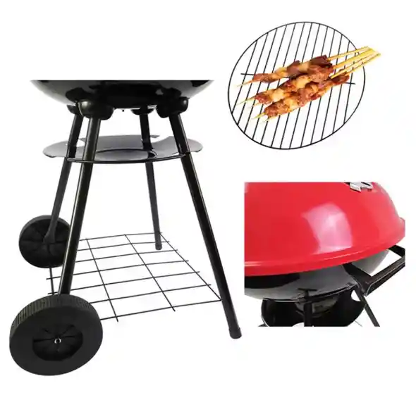Parrilla De Carbón Portátil Redondo Rojo