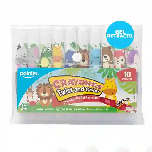 Set De Crayones Gel Retráctil Colores 10 Piezas Para Niños