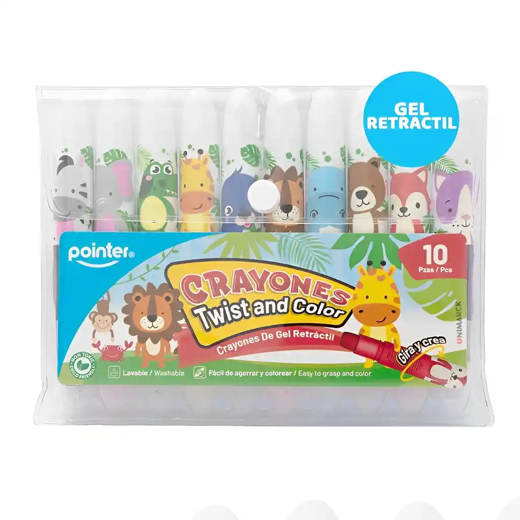 Set De Crayones Gel Retráctil Colores 10 Piezas Para Niños