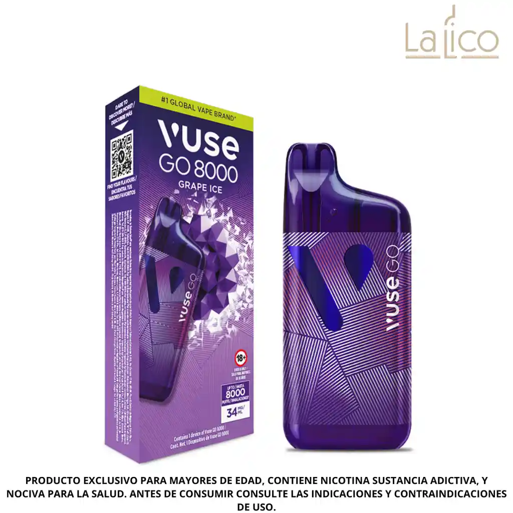 Vuse Go 8000 Grape Ice 34mg (uva+mentol)