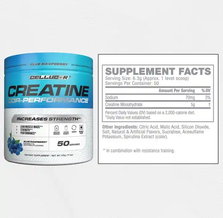 Creatina Monohidratada 50 Servicios Sabor Blueraspberry