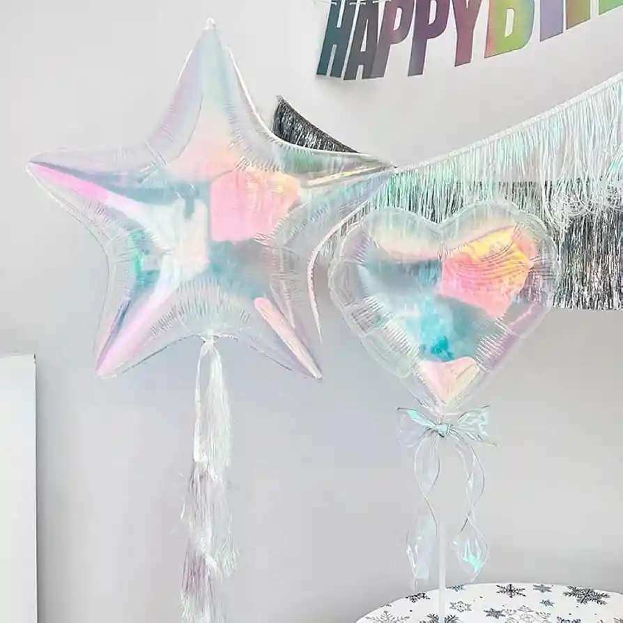 Globo Metalizado Corazón Tornasol X1 Unidad 18" Pulgadas