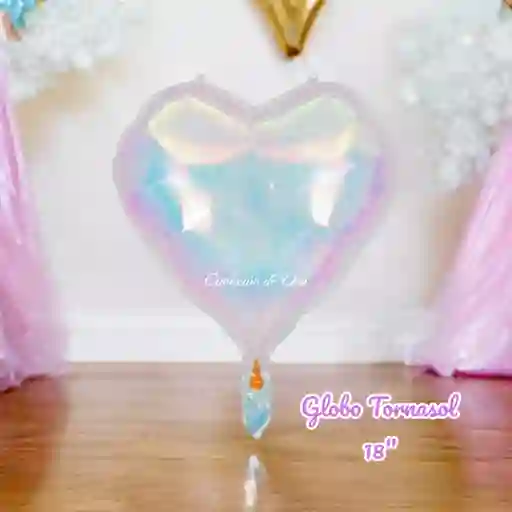 Globo Metalizado Corazón Tornasol X1 Unidad 18" Pulgadas