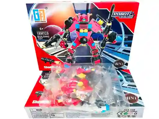 Set De Construcción Robot 4 En 1 Piezas 199 Para Niños