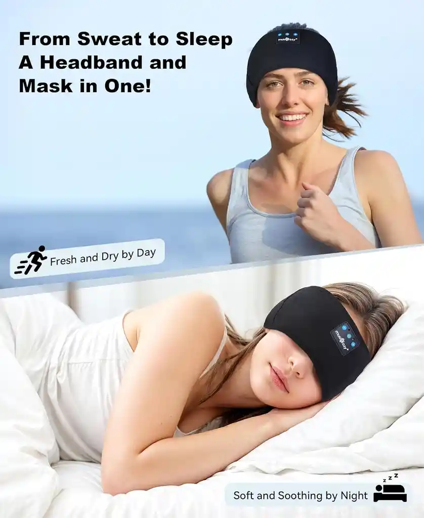 Auriculares Inalambrico Diadema Antifaz Para Dormir Gym Musicozy