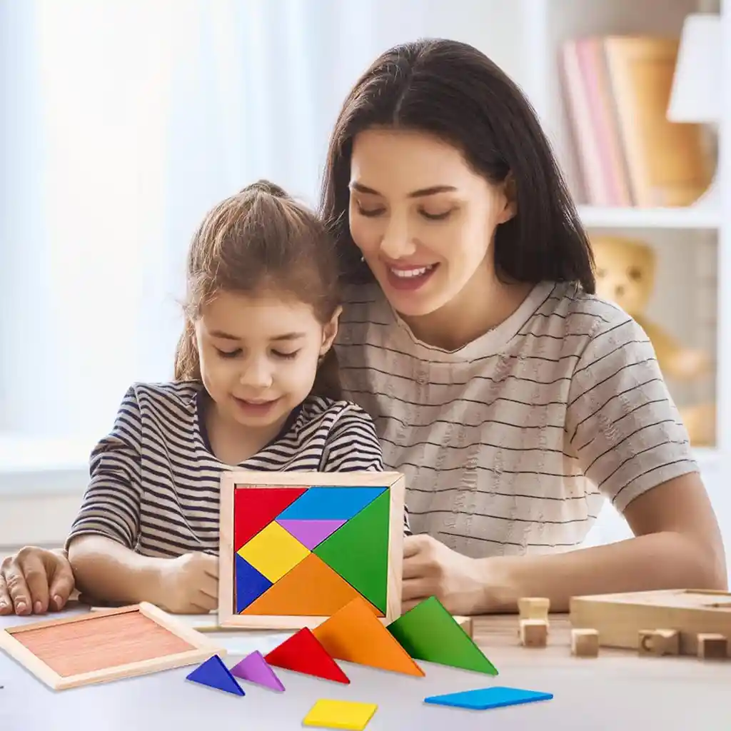 Set X 2 Juegos De Madera Tangram Laberinto Puzzle Montessori Didácticos Tetris