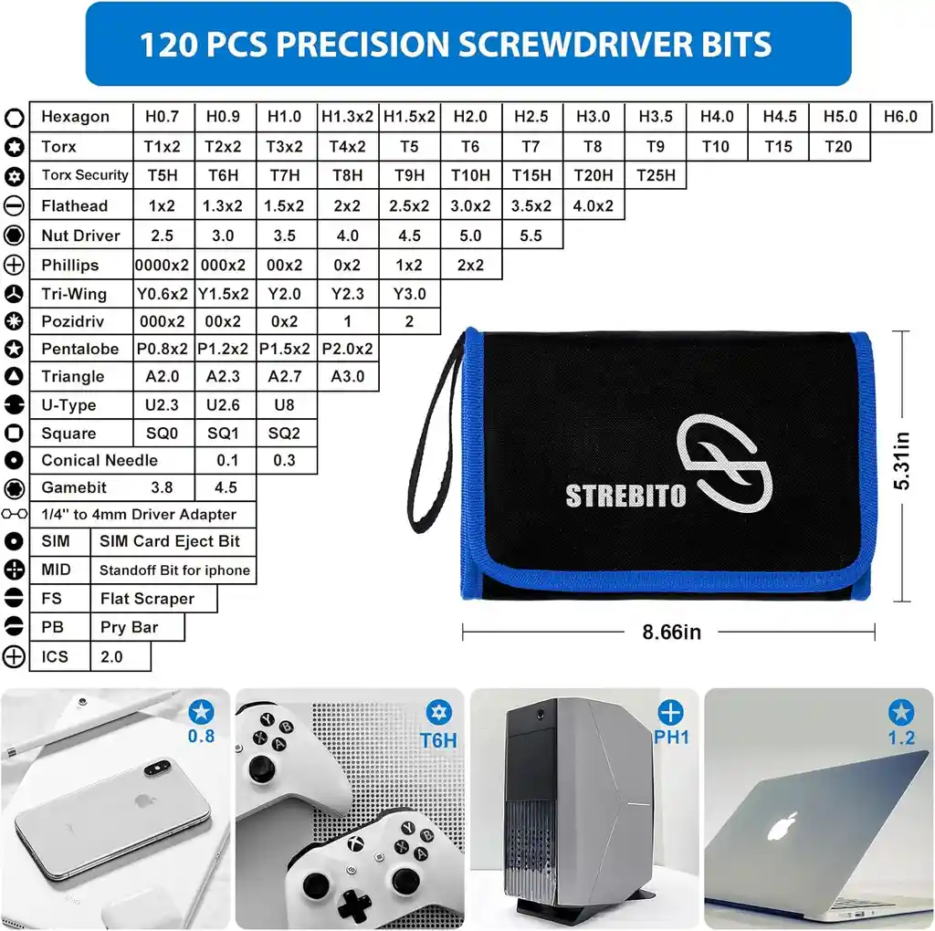 Herramienta Destornilladores Kit Reparacion Pc Portatil Strebito