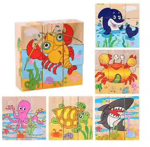 Mini Rompecabezas 6 En 1 Didáctico Infantil Madera Montessori