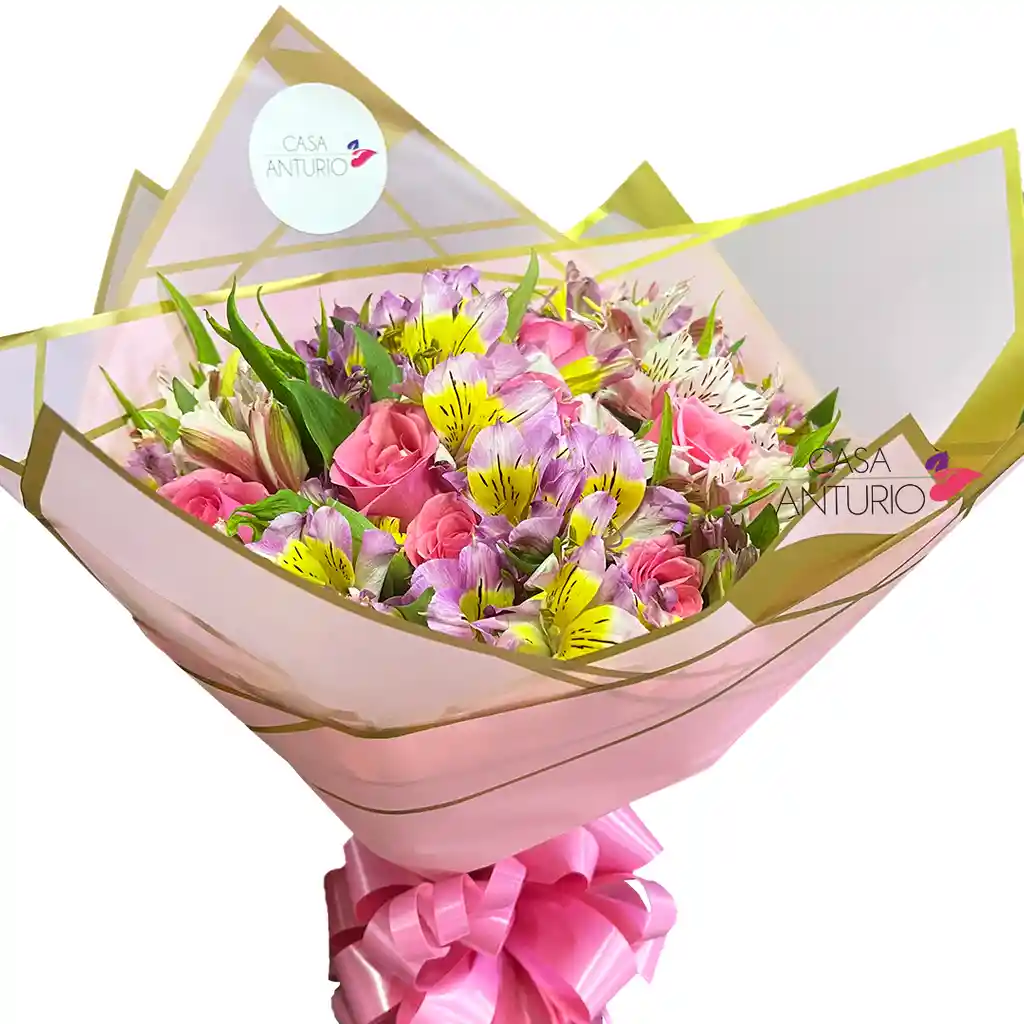 Bouquet De Rosas Y Astromelias