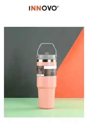 Termo Botella Manija Superior Acero Inoxidable Calor Frío 900 Ml Innovo Flask Rosa