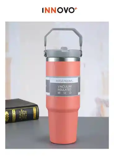 Termo Botella Manija Superior Acero Inoxidable Calor Frío 900 Ml Innovo Flask Rosa