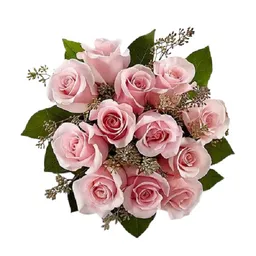 Arreglo Floral De 12 Rosas Rosadas Pink En Ramo