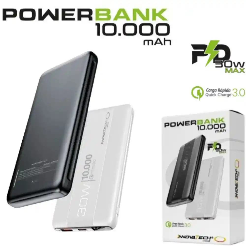 Power Bank 10000 Mah Innovatech Carga Carga Rapida 30w