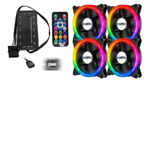 Kit 4 Ventiladores Power Group Rgb Y Argb + Controlador